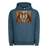 Pigment Midnight Navy horses with bandanas Urban Hoodie - RanaPortraitStore