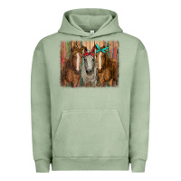 Pigment Oil Green horses with bandanas Urban Hoodie - RanaPortraitStore