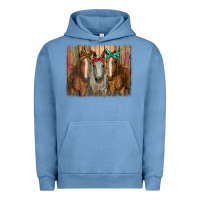 Pigment Pebble Blue horses with bandanas Urban Hoodie - RanaPortraitStore