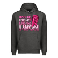 Charcoal Heather I Fought For My Life and I Won Breast Cancer Premium Hoodie - texasbilliewilder