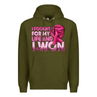 Army Green I Fought For My Life and I Won Breast Cancer Premium Hoodie - texasbilliewilder