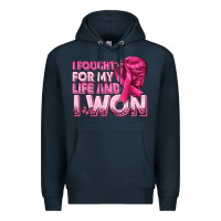 Navy I Fought For My Life and I Won Breast Cancer Premium Hoodie - texasbilliewilder