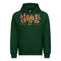 Forest Green peace love autism Urban Hoodie - Zillion Design Studio