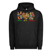 Pigment Black peace love autism Urban Hoodie - Zillion Design Studio