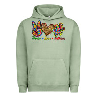 Pigment Oil Green peace love autism Urban Hoodie - Zillion Design Studio