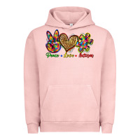 Pigment Salmon peace love autism Urban Hoodie - Zillion Design Studio
