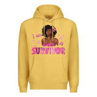 Antique Gold I Am a Survivor Breast Cancer with Afro Woman Premium Hoodie - texasbilliewilder