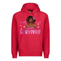 Cardinal I Am a Survivor Breast Cancer with Afro Woman Premium Hoodie - texasbilliewilder