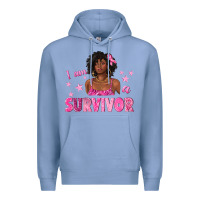 Colony Blue I Am a Survivor Breast Cancer with Afro Woman Premium Hoodie - texasbilliewilder
