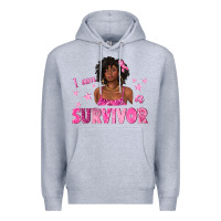 Heather Grey I Am a Survivor Breast Cancer with Afro Woman Premium Hoodie - texasbilliewilder