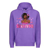 Purple I Am a Survivor Breast Cancer with Afro Woman Premium Hoodie - texasbilliewilder