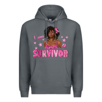 Rock I Am a Survivor Breast Cancer with Afro Woman Premium Hoodie - texasbilliewilder