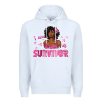 White I Am a Survivor Breast Cancer with Afro Woman Premium Hoodie - texasbilliewilder