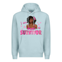 Blue Mist I Am a Survivor Breast Cancer with Afro Woman Premium Hoodie - texasbilliewilder