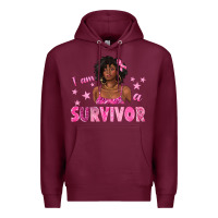 Burgundy I Am a Survivor Breast Cancer with Afro Woman Premium Hoodie - texasbilliewilder