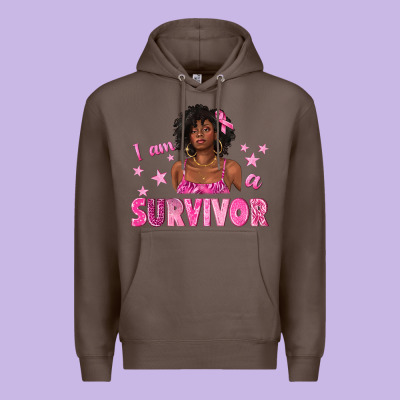 I Am A Survivor Breast Cancer With Afro Woman Premium Hoodie Designed By Texasbilliewilder