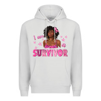 Dove Grey I Am a Survivor Breast Cancer with Afro Woman Premium Hoodie - texasbilliewilder