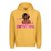 Mustard I Am a Survivor Breast Cancer with Afro Woman Premium Hoodie - texasbilliewilder