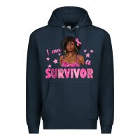 Navy I Am a Survivor Breast Cancer with Afro Woman Premium Hoodie - texasbilliewilder