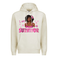 Oatmeal Heather I Am a Survivor Breast Cancer with Afro Woman Premium Hoodie - texasbilliewilder