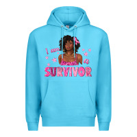 Ocean Blue I Am a Survivor Breast Cancer with Afro Woman Premium Hoodie - texasbilliewilder