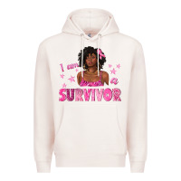 Pale Pink I Am a Survivor Breast Cancer with Afro Woman Premium Hoodie - texasbilliewilder