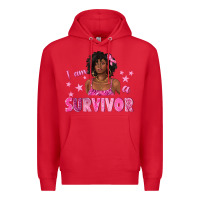 Red I Am a Survivor Breast Cancer with Afro Woman Premium Hoodie - texasbilliewilder