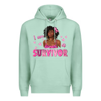 Seafoam I Am a Survivor Breast Cancer with Afro Woman Premium Hoodie - texasbilliewilder