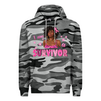 Slate Camo I Am a Survivor Breast Cancer with Afro Woman Premium Hoodie - texasbilliewilder