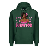 Sports Green I Am a Survivor Breast Cancer with Afro Woman Premium Hoodie - texasbilliewilder