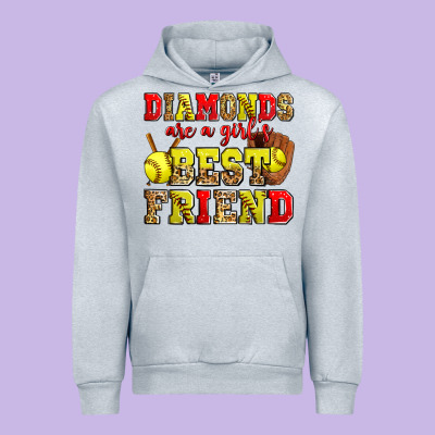 Diamonds Are A Girl's Best Friend Softball Urban Hoodie Designed By Zillion Design Studio