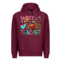Burgundy wife mom teacher Premium Hoodie - Zillion Design Studio