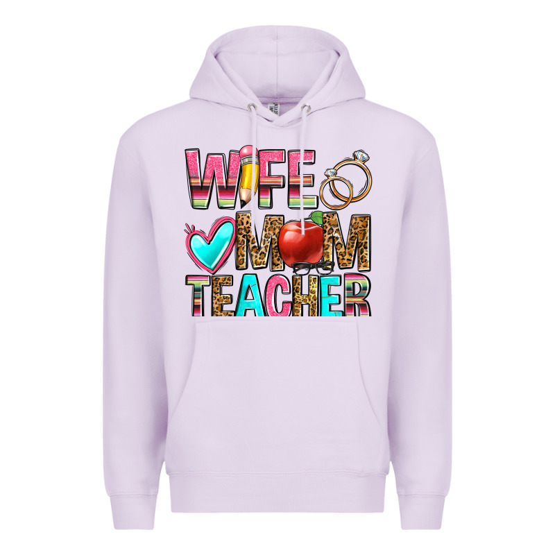 Wife Mom Teacher Premium Hoodie by Zillion Design Studio | Teevron