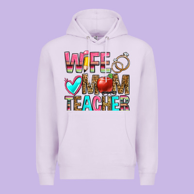 Wife Mom Teacher Premium Hoodie Designed By Zillion Design Studio