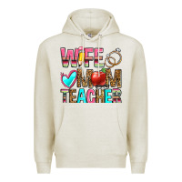 Oatmeal Heather wife mom teacher Premium Hoodie - Zillion Design Studio