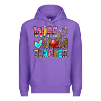 Purple wife mom teacher Premium Hoodie - Zillion Design Studio
