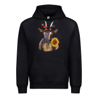 Black sunflower aztec ribbon goat Urban Hoodie - RanaPortraitStore