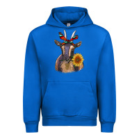 Cobalt sunflower aztec ribbon goat Urban Hoodie - RanaPortraitStore