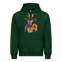 Forest Green sunflower aztec ribbon goat Urban Hoodie - RanaPortraitStore