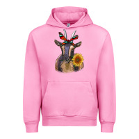Fuchsia Pink sunflower aztec ribbon goat Urban Hoodie - RanaPortraitStore