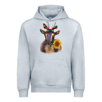 Heather Grey sunflower aztec ribbon goat Urban Hoodie - RanaPortraitStore