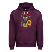 Mauve Wine sunflower aztec ribbon goat Urban Hoodie - RanaPortraitStore