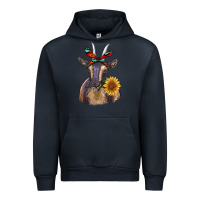Navy sunflower aztec ribbon goat Urban Hoodie - RanaPortraitStore