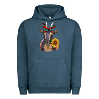 Pigment Midnight Navy sunflower aztec ribbon goat Urban Hoodie - RanaPortraitStore