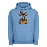 Pigment Pebble Blue sunflower aztec ribbon goat Urban Hoodie - RanaPortraitStore