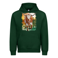 Forest Green longhorn cow with desert background Urban Hoodie - RanaPortraitStore
