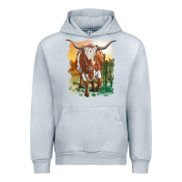 Heather Grey longhorn cow with desert background Urban Hoodie - RanaPortraitStore