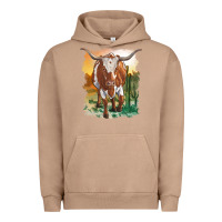 Pigment Burro longhorn cow with desert background Urban Hoodie - RanaPortraitStore