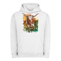 Pigment Lunar Rock longhorn cow with desert background Urban Hoodie - RanaPortraitStore