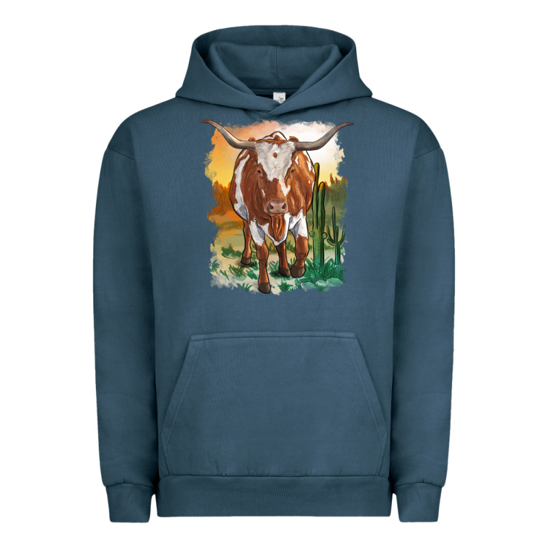 Longhorn Cow With Desert Background Urban Hoodie by RanaPortraitStore | Teevron
